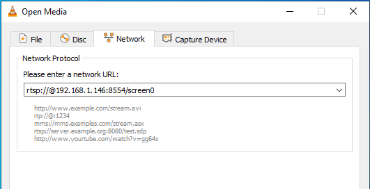 Подключение через VLC